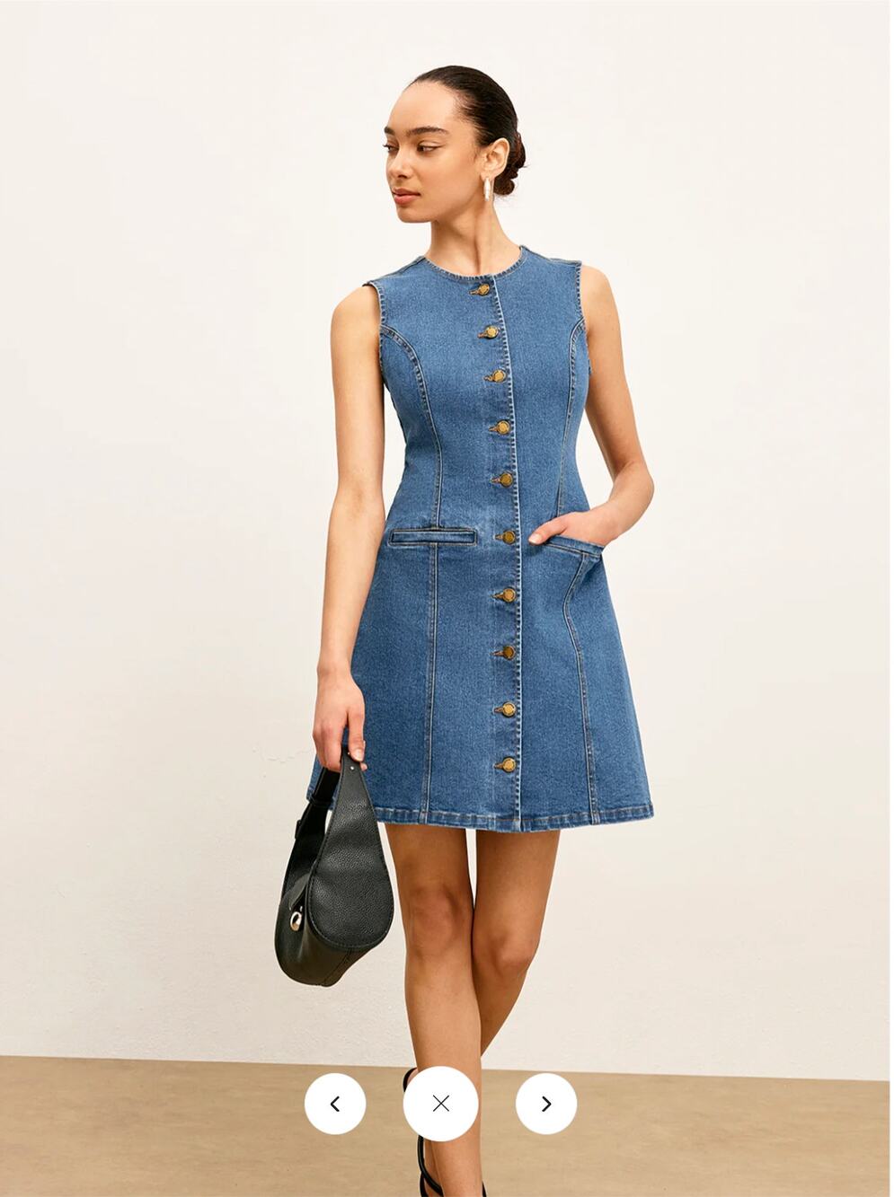 NWT Commense Button Detail Pockets Denim Dress Sz S